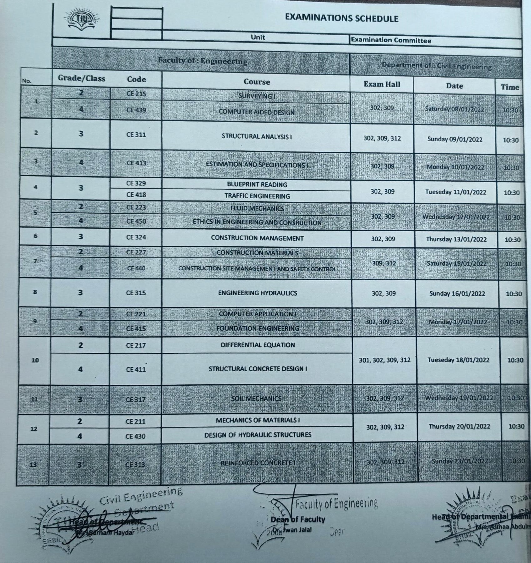 final-examination-schedule-civil-department