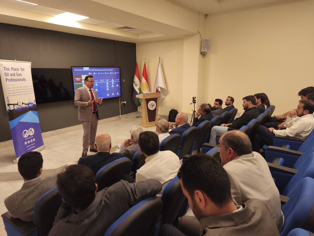 SPE, TIU, Distinguished Lecturer Program, Petroleum and Mining Engineering Department, Carbon Capture and Storage, Carbon Capturing, International Workshop, Energy Transition, APES, Diego A. Vazquez Anzola, SPE Northern Iraq Section, Industry Collaboration, Decarbonization